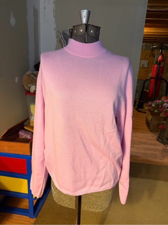 Sweaters - 100% Cashmere Pink Mock Neck Women's Sweater